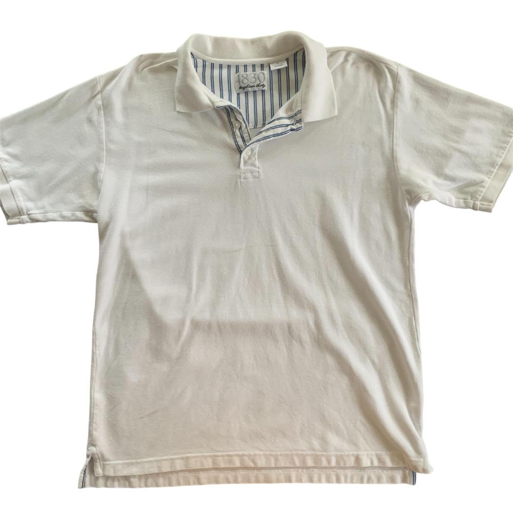 1830 White Polo Men’s Cotton Short Sleeve Shirt Collared
